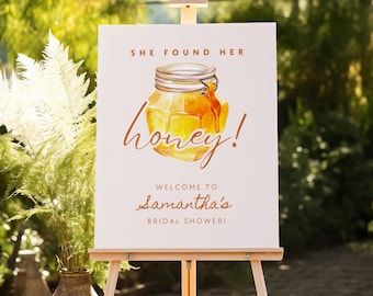 She Found Her Honey Bridal Shower Sign Template, Bee Bridal Shower Welcome Sign, Honey Bridal Shower
