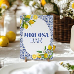 Mom-osa Bar Table Sign, Lemon Baby Shower, Baby Shower Mimosa Station Sign, Lemon Baby Shower Printable, Lemon Baby Shower Sign, 0109