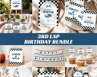3rd Lap Birthday, Third Lap Around the Track Birthday, Racecar 3rd Birthday Bundle, Little Racer 3rd Birthday (0229)