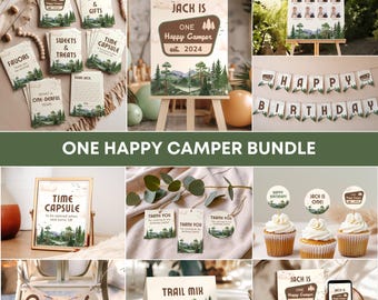 One Happy Camper Birthday, One Happy Camper Invitation, First Birthday Invitation, Happy Camper Canva Templates (0113)