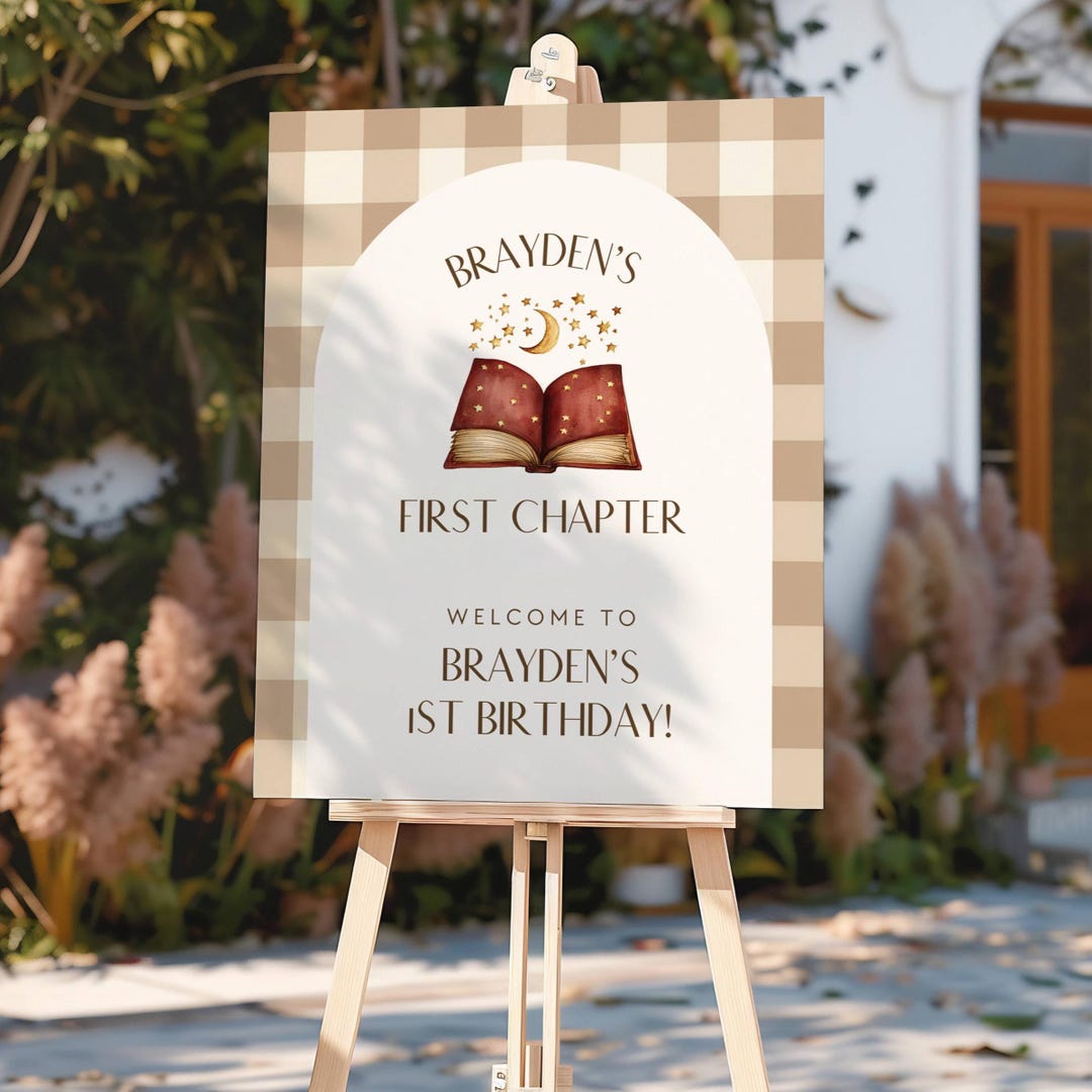 First Chapter Birthday Sign, Book Themed 1st Birthday Party Decor ...