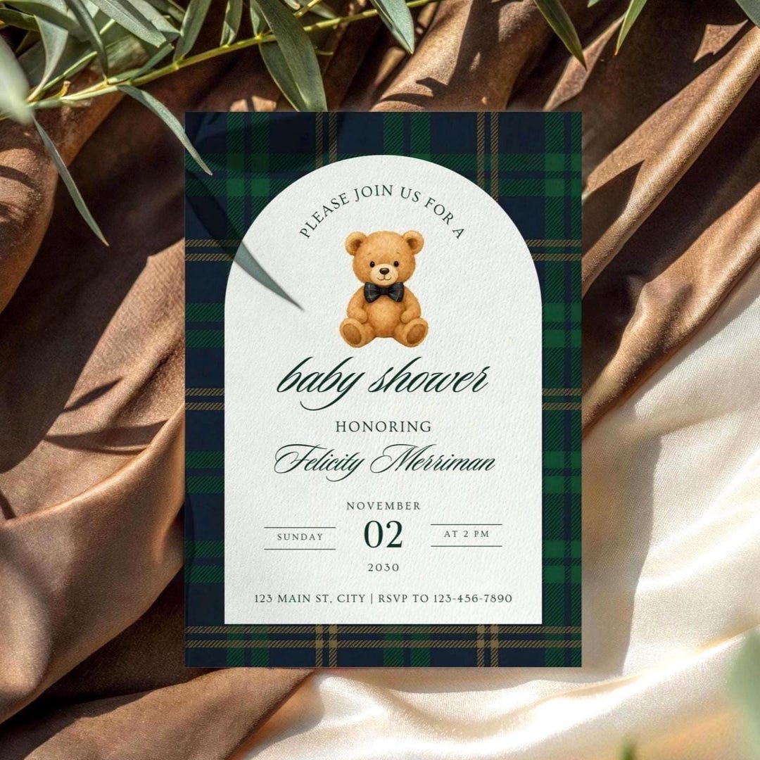Ralph Lauren Baby Shower Invitation Template, Vintage Teddy Bear, Polo ...