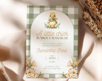 About to Hatch Baby Shower Invitation, Easter Baby Shower, A Little Chick is About to Hatch Invite, Chick Baby Shower