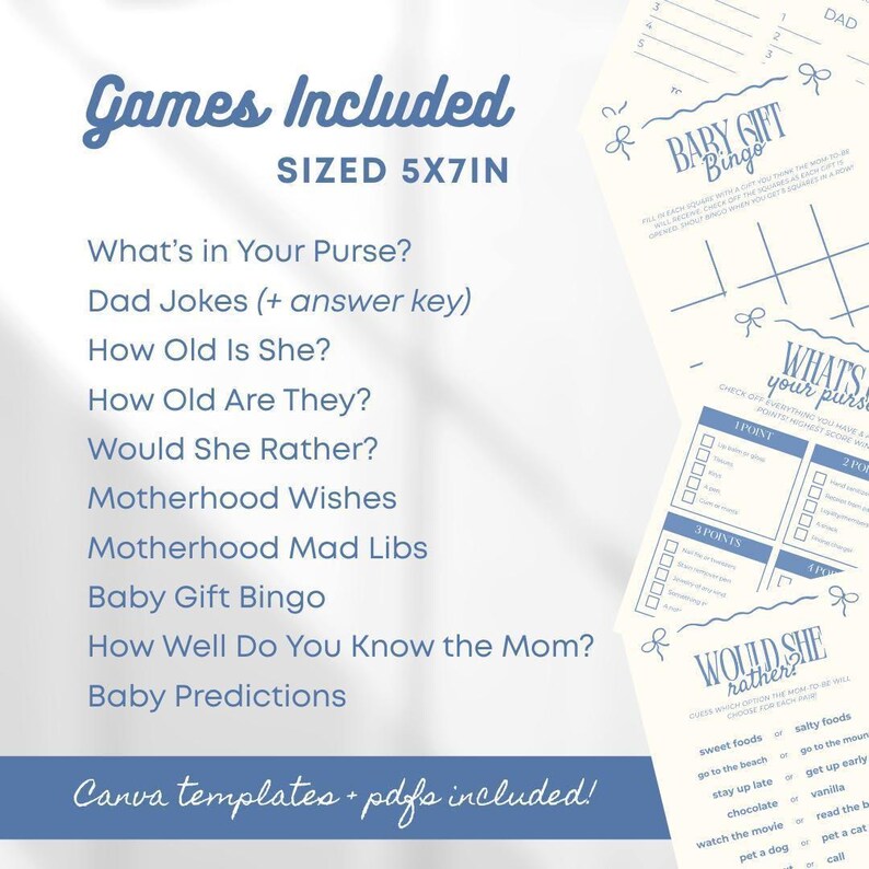 Blue Baby Shower Games Bundle, Baby Boy Shower Game Pack, Printable Baby Shower Activities, Instant Download, Blue Theme Party Games (0104) image 6
