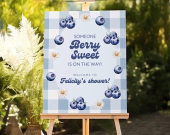 Berry Sweet Baby Shower Sign, Blueberry Baby Shower, Fruit Baby Shower Welcome Sign, Someone Berry Sweet is on the Way