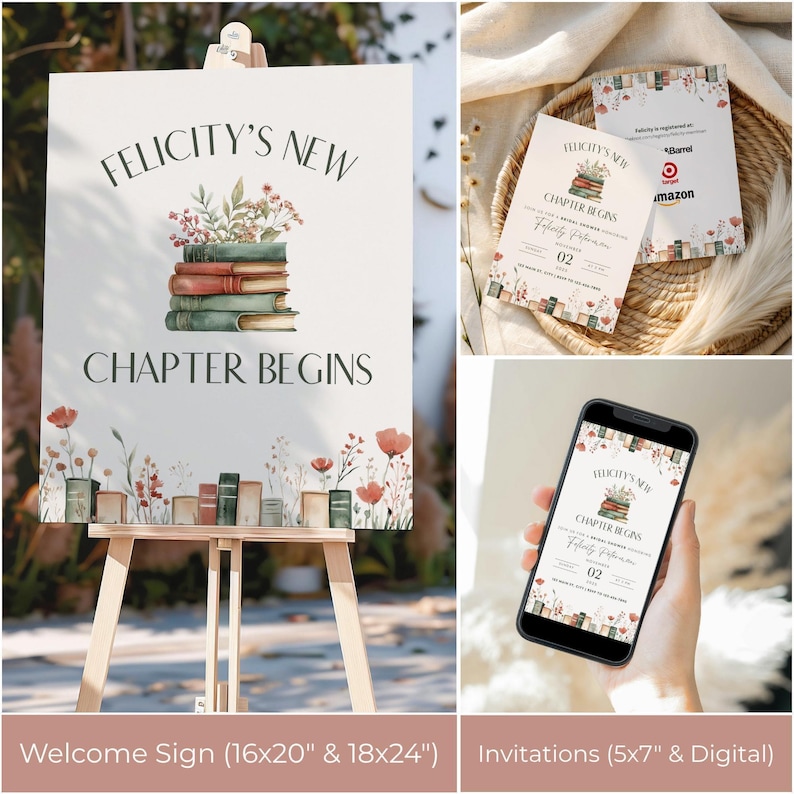Next Chapter Bridal Shower Theme, New Chapter Bridal Shower Invitation and Games, Book Bridal Shower (0205) image 2