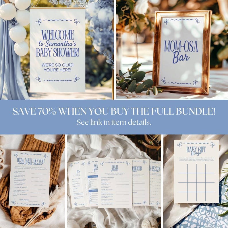 Blue Baby Shower Games Bundle, Baby Boy Shower Game Pack, Printable Baby Shower Activities, Instant Download, Blue Theme Party Games (0104) image 7