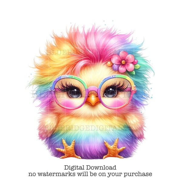 Funny Chicken Png, Rainbow Animals, Sublimation Designs, Design Element, Digital Download