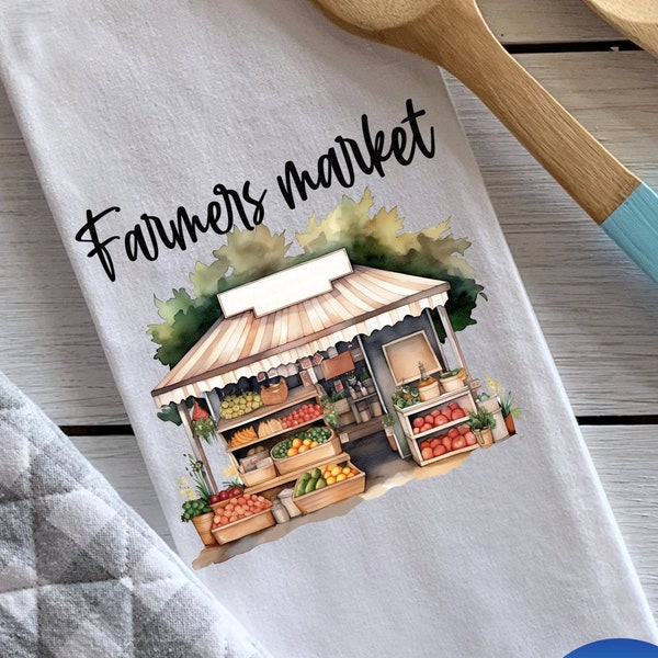 Baking Towel Sublimation Design Farmers Market, Farm To Table, Kitchen Art, Produce Stand PNG Digital Product Download