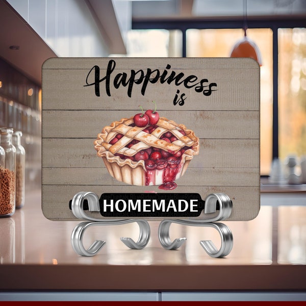 Cherry Pie, Cutting Board Sublimation Design, Farmhouse Faux Wood, Happiness Is Homemade PNG Digital Product Download
