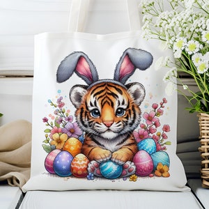 Girls Easter Sublimation Designs, Personalize It Baby Tiger PNG File For Tote Bags, Shirts, Pillows Digital Product Download