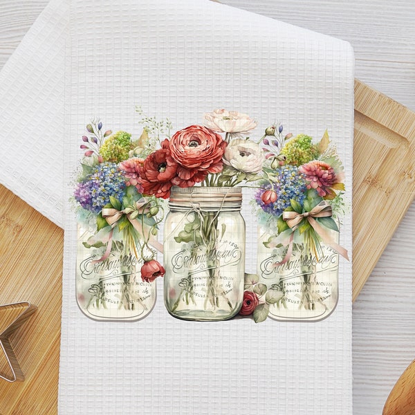 Mason Jar Floral Sublimation Designs Farmhouse Spring Summer Printable Art PNG Digital Product Download