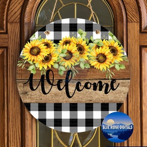 Sublimation Round Door Hanger Design Png Rustic Farmhouse Sunflowers Sublimation Design for 12.25 Hardboard Blank Digital Product Download