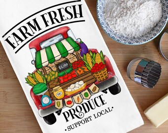 Towel Png, Farm Fresh Produce Truck Sublimation Designs, Red Farm Truck PNG, Farmers Market, Mug Towel Pillow Shirt Design Digital Download