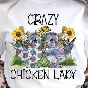 Sublimatieprint Crazy Chicken Lady Silkie (digitale png-download)