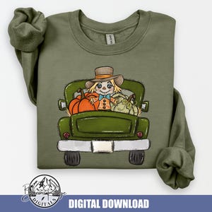 Fall Scarecrow Png, Cute Fall Truck, Digital Download, Sublimation  DTF Printable Design