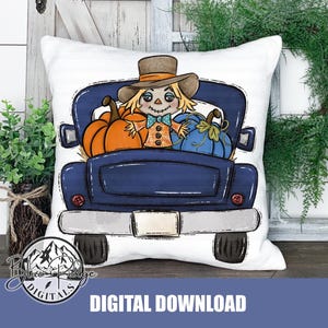 Cute Fall Truck, Fall Scarecrow Png, Digital Download, Sublimation DTF Printable Design