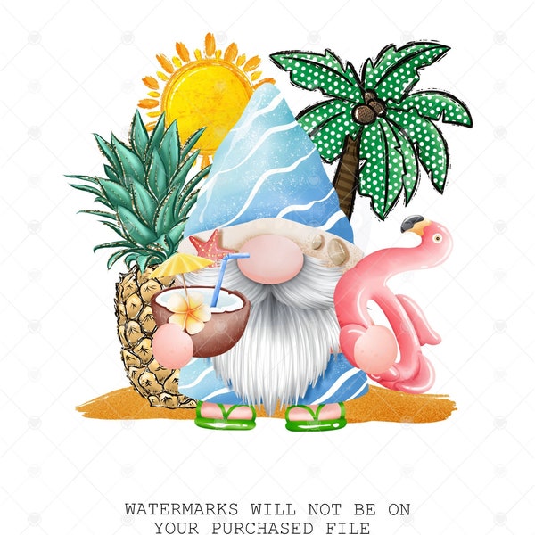 Beach Gnome Png, Summer Sublimation Design, Beach Vacation Clipart, Digital Graphic Download