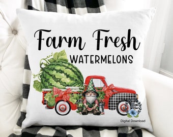 Watermelon Truck png, Gnome Sublimation Designs, Farm Fresh, Farmers Market Summer Clipart Digital Product Download