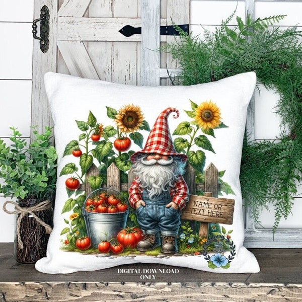 Tomato Gnome png, Summer Garden Clipart, Farmhouse Sublimation Designs Digital Product Download
