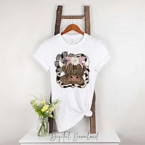 Cow Sublimation Design, Long Haired Highland PNG, Digital Product Download