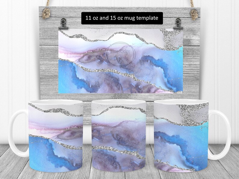 Download Blue Silver Agate Full Wrap Mug Sublimation Design Galaxy Mug Design 11 Oz 15 Oz Jpeg Digital Download Clip Art Art Collectibles Kromasol Com