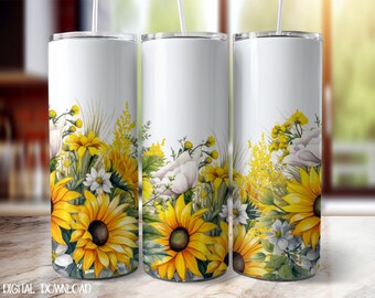 Sunflower 20oz Skinny Tumbler Design Sublimation Design Seamless Tumbler Wrap Png Digital Product Download