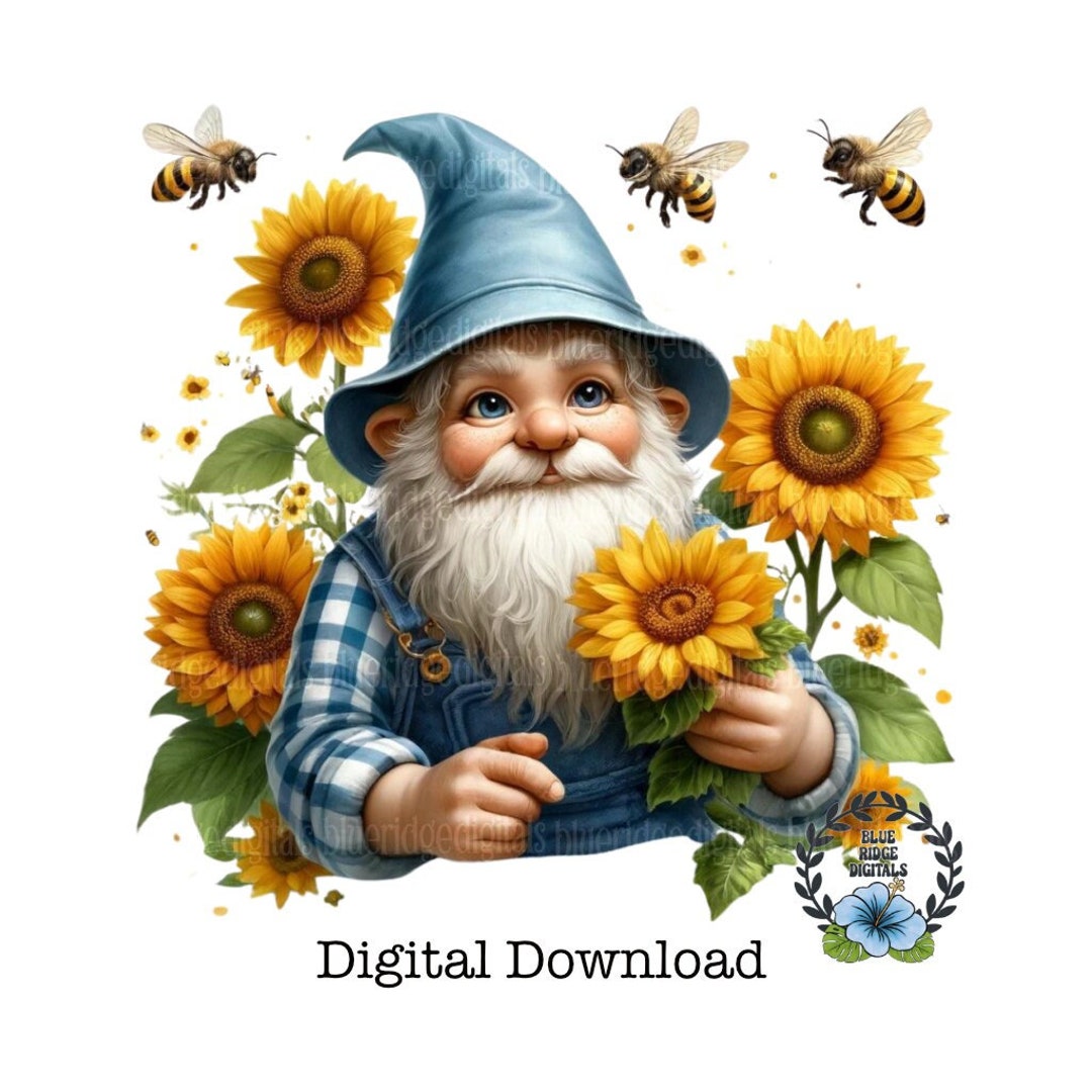 Sunflower Bee Gnome Png Sublimation Design Png for Towels Shirts Mugs ...