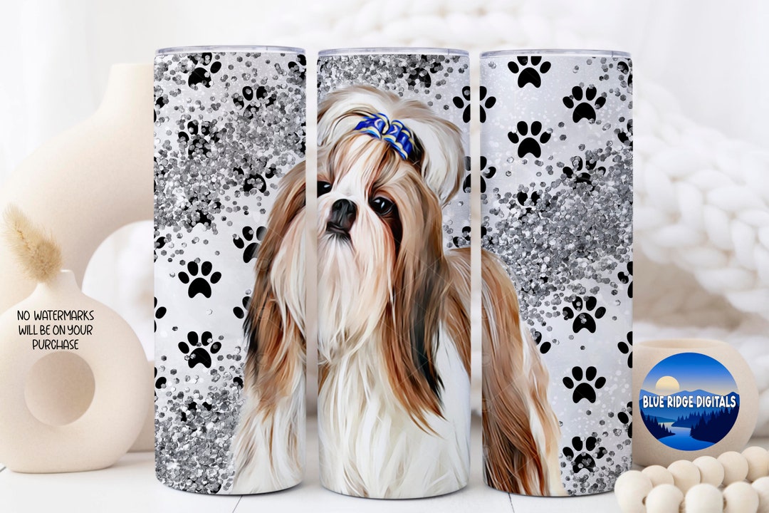 Dog 20 Oz Skinny Tumbler Wrap, Sublimation Design, Shih Tzu Dog ...