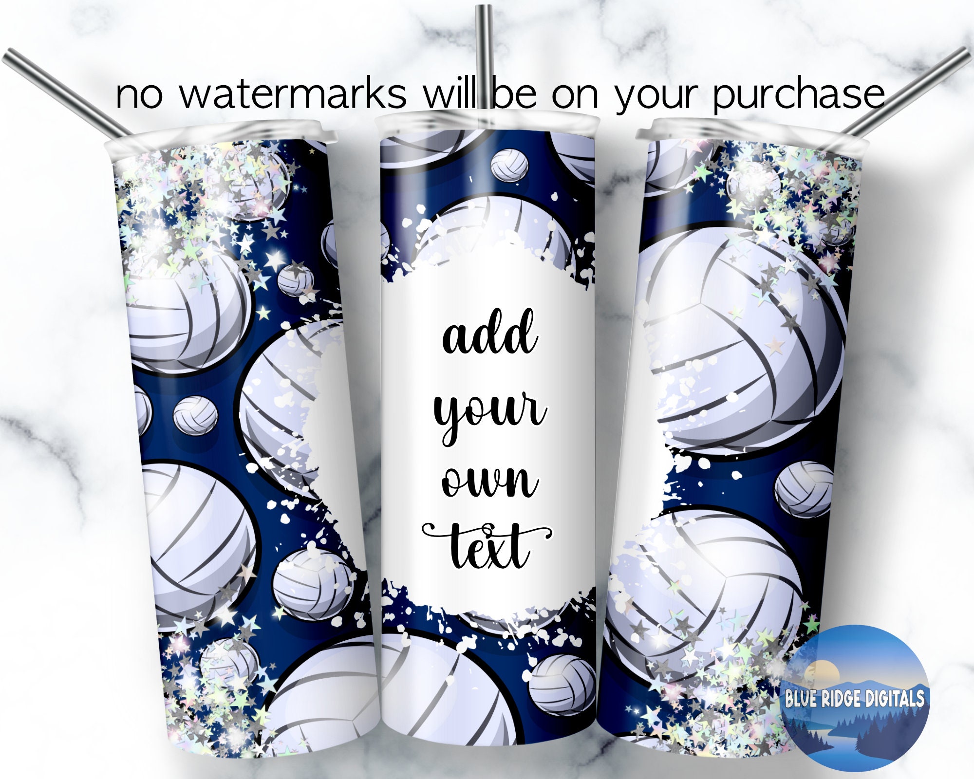 Volleyball 20 Oz Skinny Tumbler Sublimation Design Blue Etsy