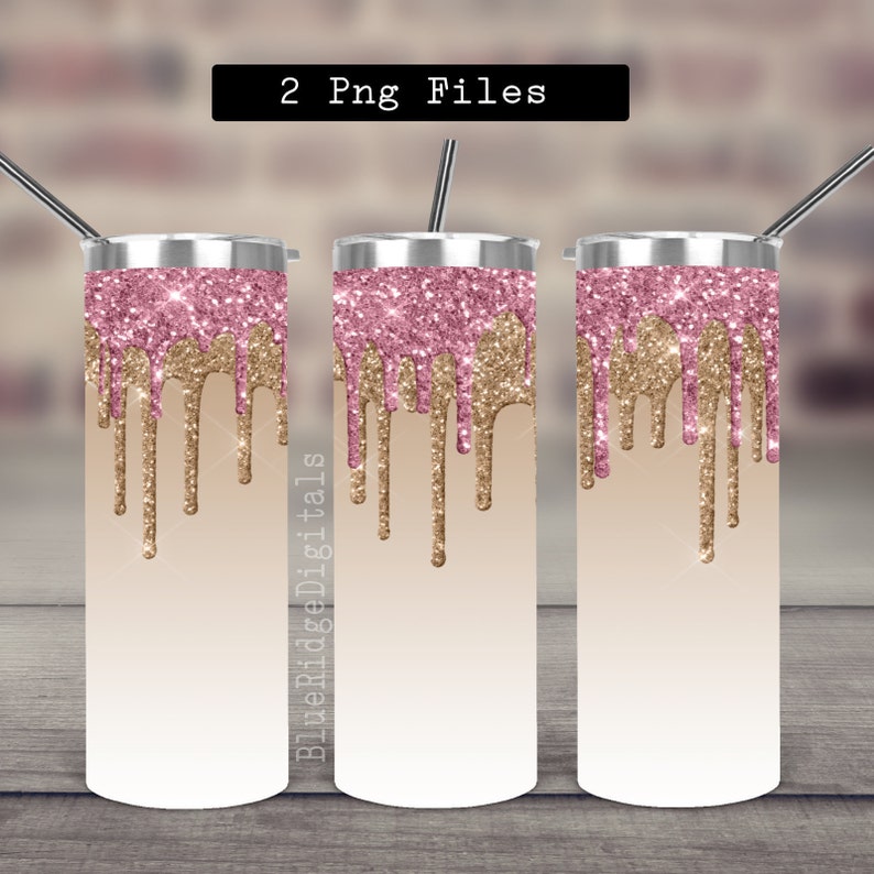 Download Pink Gold Glitter Drips 20 oz Skinny Tumbler Sublimation ...