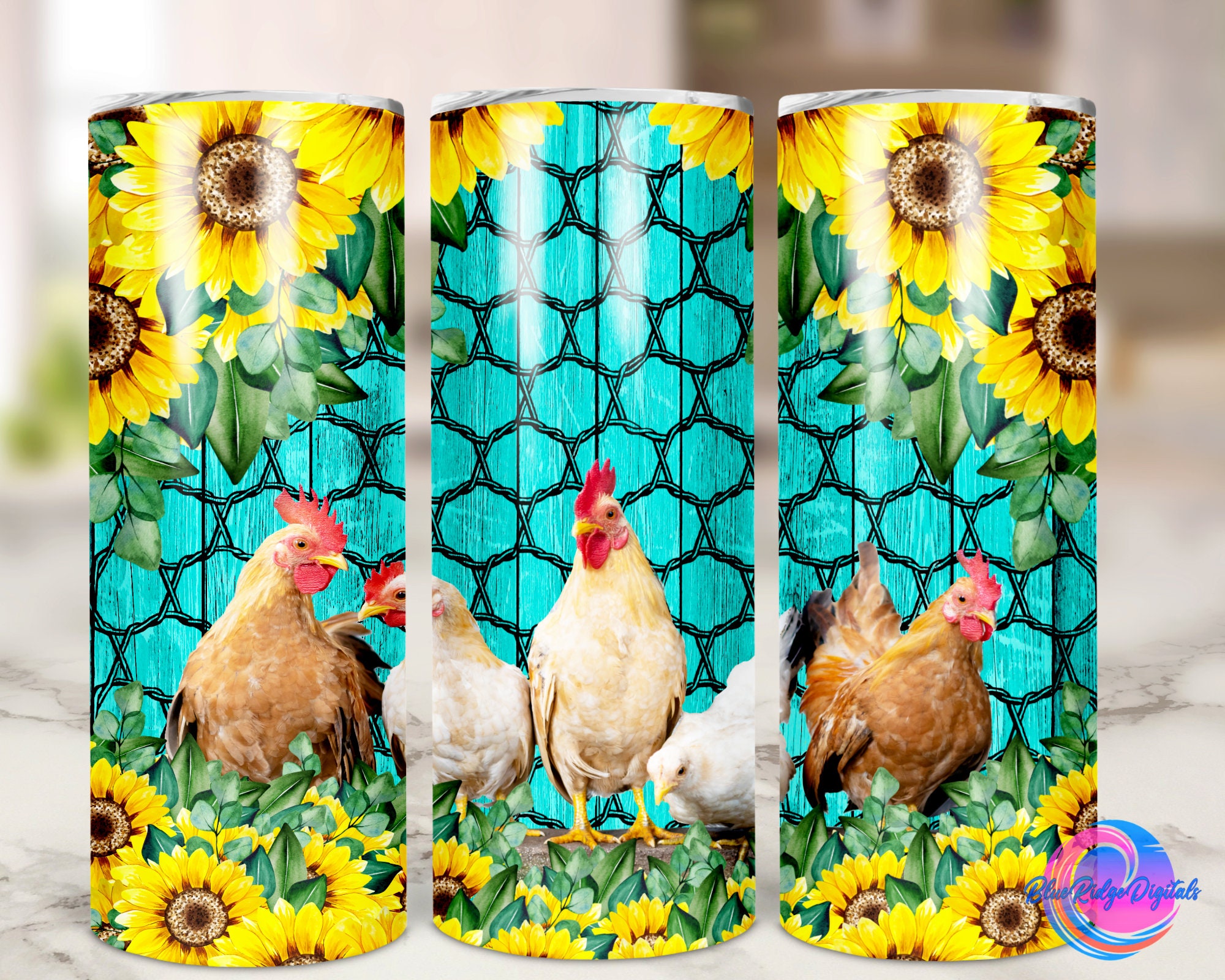 Drawing & Illustration Chicken Lady 20oz Skinny Tumbler Wrap PNG Art ...