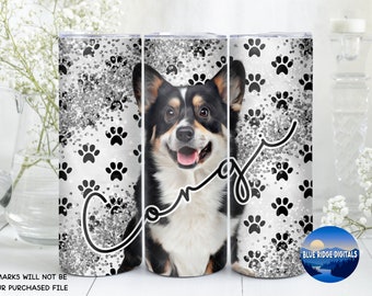 Corgi Dog Png, 20 oz Skinny Tumbler Sublimation Designs, Corgi Mom Tumbler Wrap Png, Digital Download