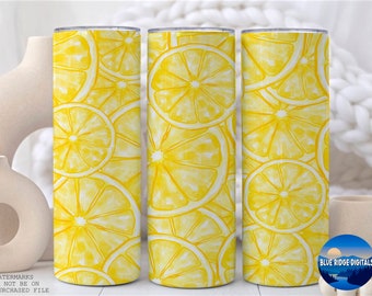 Lemon Slice, 20 oz Skinny Tumbler Sublimation Designs, PNG Digital Product Download