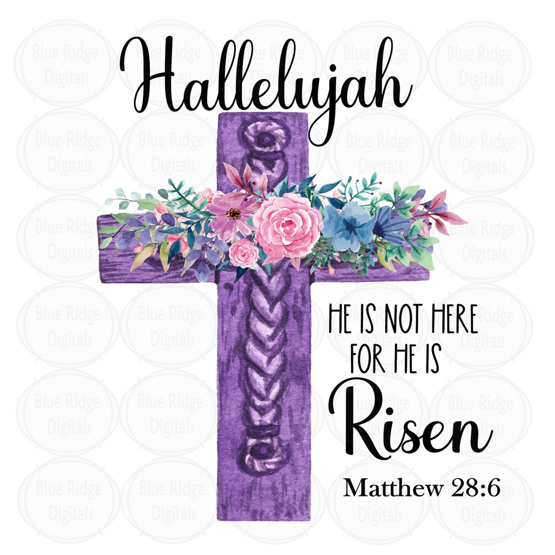Hallelujah He is Risen Png Easter Sublimation Designs Floral | Etsy