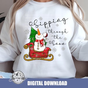 Funny Wine Snowman Png - Sipping Through The Snow - Sublimation Design - DTF Design - Xmas Towel  Pillow Shirt Designs - Digital Download