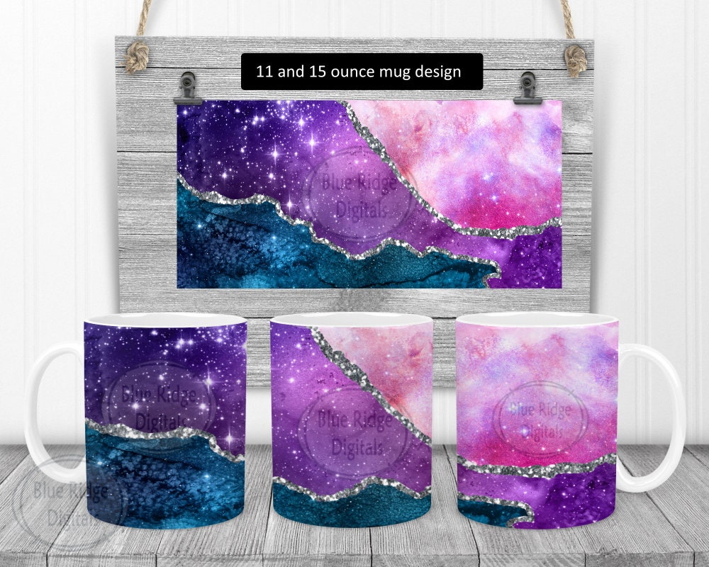 Galaxy Full Wrap Mug Sublimation Designs 11 and 15 oz Mug Etsy