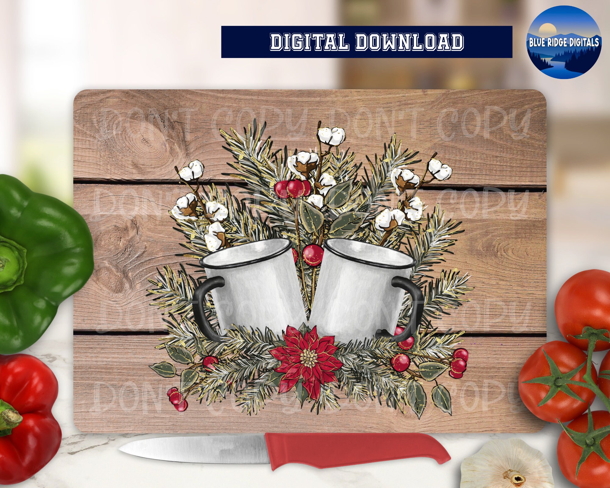 Digital JPEG Set of 2 Cutting Board Farmhouse Rustic Nutcracker Theme  Rustic White/gray Wood Sublimation Design Download 300 DPI 