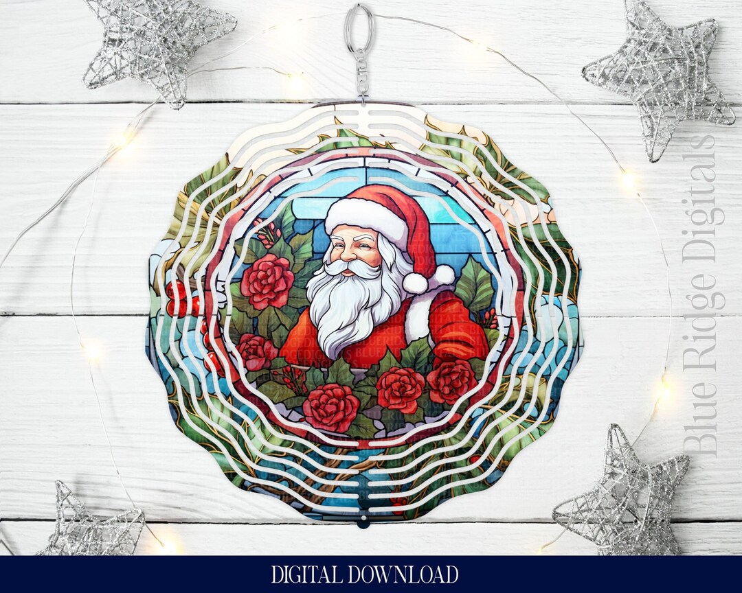 Santa Wind Spinner Sublimation Design Christmas Stained Glass - Etsy