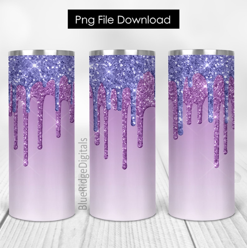 Download Purple Glitter Drip 20 oz Skinny Tumbler Sublimation ...