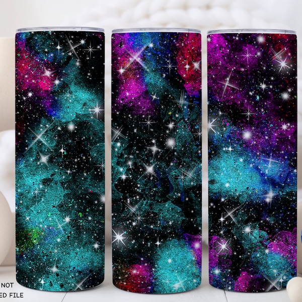 Bright Galaxy 20 oz Skinny Tumbler Sublimation Designs,  Tumbler Wrap PNG Digital Download