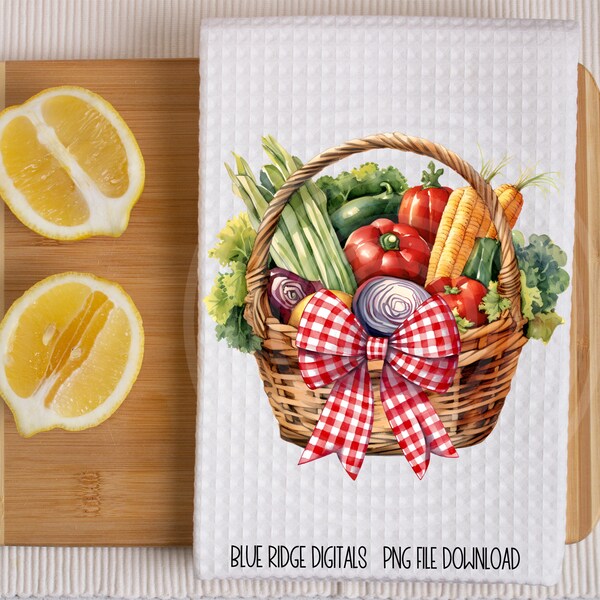 Garden Clipart - Vegetable Basket - Sublimation Design, Healthy Food Summer Clipart PNG, Digital Product Download