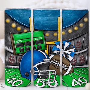 High School Football, 20 oz Skinny Tumbler Sublimation Designs, Team Spirit School Colors Tumbler Wrap PNG Digital Product Download