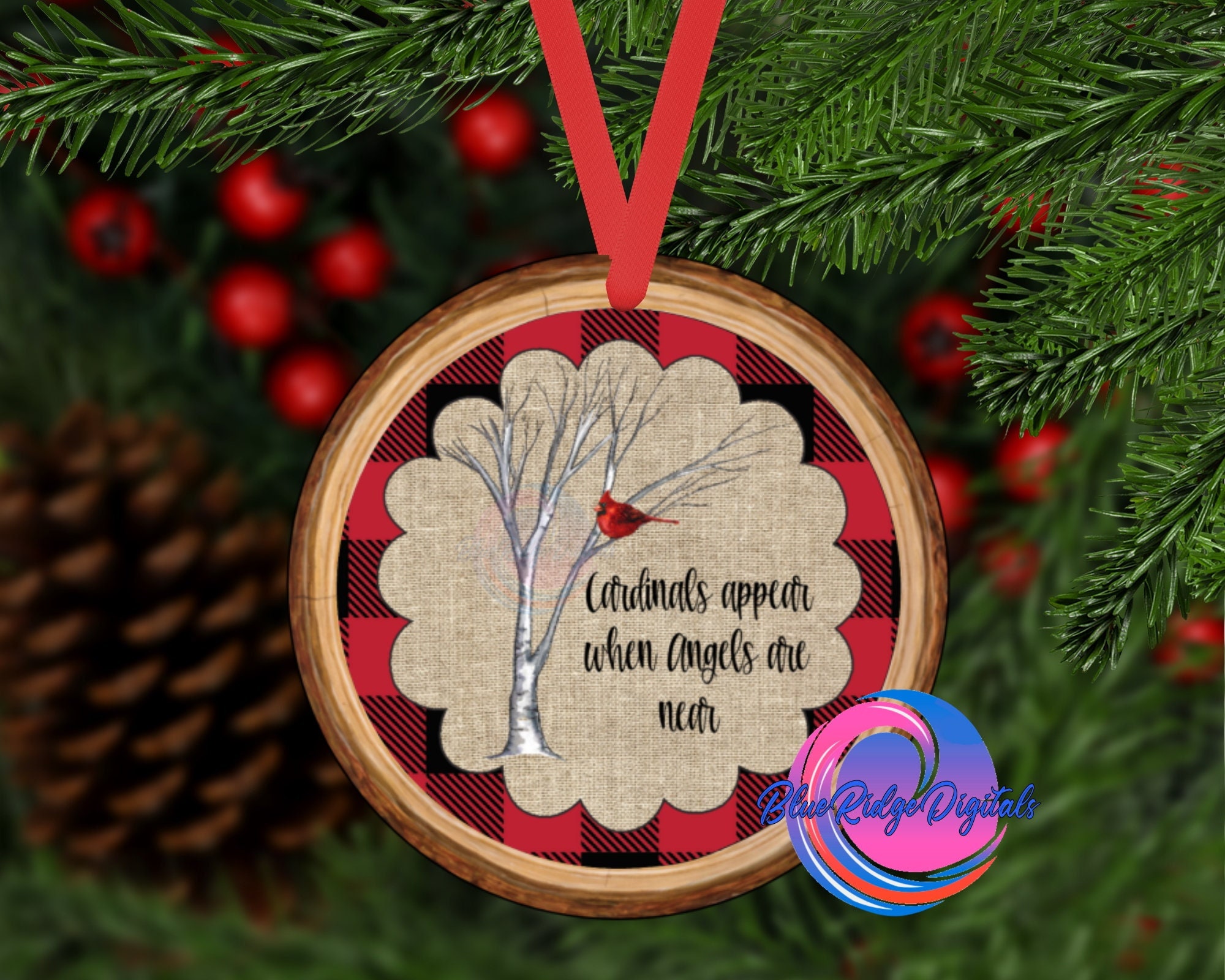 Drawing & Illustration Cardinals Appear Round Ornament Sublimation ...