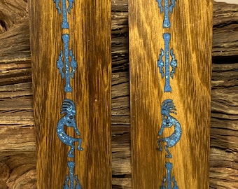 Turquoise Inlay and Wood Knife Combination Scales (Pair)