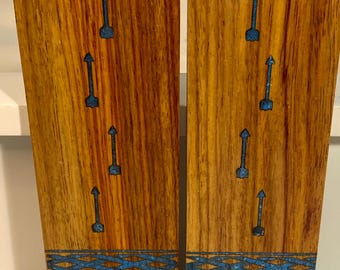 Turquoise Inlay and Wood Knife Combination Scales (Pair)