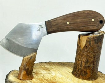 Custom Leather Working Chopping and Slicing Knife with Walnut Scales