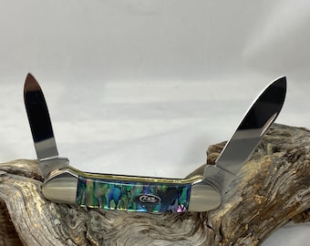 Coltello da canoa personalizzato Case XX modello 42131 -- Bilance in abalone personalizzate