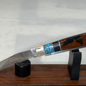 Customized Case XX Trapper  Knife Model 3254 -- Custom Brown/Black Stone, Turquoise, Obsidian Scales