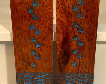 Turquoise Inlay and Wood Combination Knife Scales (Pair)